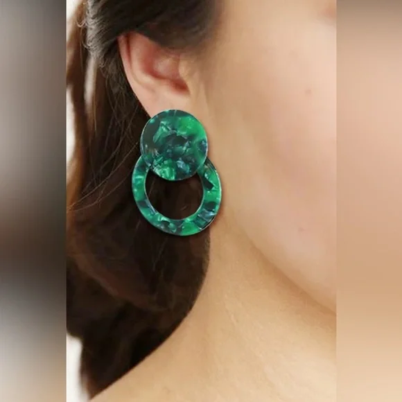 Zara Green Hoop Earrings - Picture 6 of 9